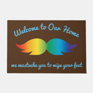 Goofy Rainbow Moustache Doormat