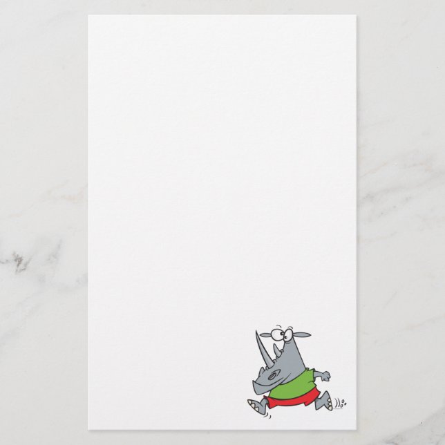 goofy running jogger rhino cartoon stationery (Front)