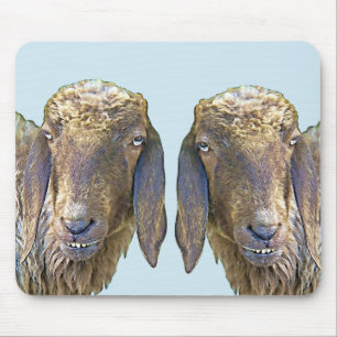 Goofy Sheep Face Farm Animal Twins Art Mouse Pad