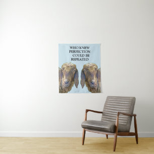 Goofy Sheep Face Twins quotes Farm Animal Art Tapestry