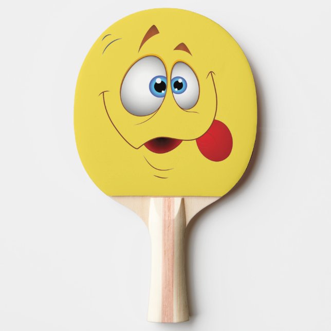 Goofy Smiling Yelow Face - Fun Kids Design Ping Pong Paddle (Front)