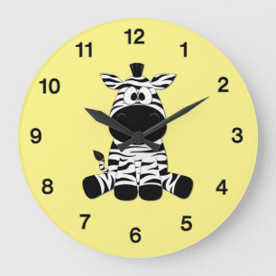 Goofy Zebra Yellow Large Clock