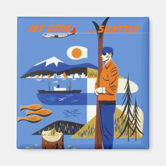 GOOGIE JET CITY SOUVENIR MAGNET SEATTLE WASHINGTON (Front)