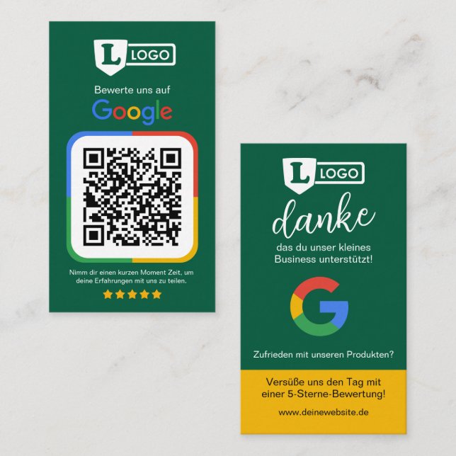 Google Bewertungskarte mit QR code  Business Card (Front/Back)