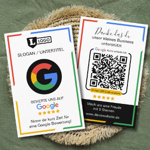 Google Bewertungskarte with QR code Business Card 
