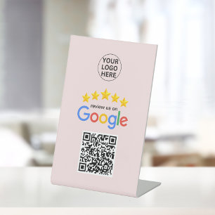 Google Business Reviews 5 Star Qr Code Blush Pink Pedestal Sign