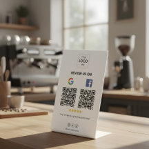 Google Facebook Review QR Code Pedestal Sign