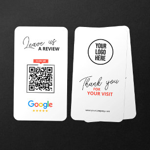 Google Leave us Review QR Code Business Thank you Business Card