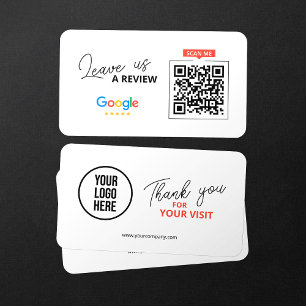 Google Leave us Review QR Code Business Thank you Card