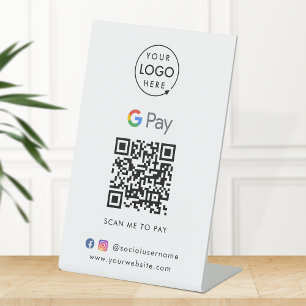 Google Pay QR Code Contactless Payment Business Pedestal Sign