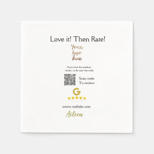 Google rate us review order purchase business QR Napkin