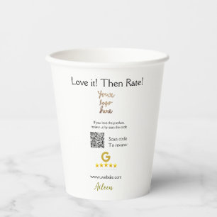 Google rate us review order purchase business QR Paper Cups