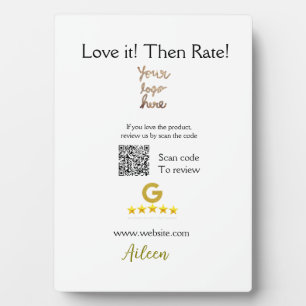 Google rate us review order purchase business QR Plaque