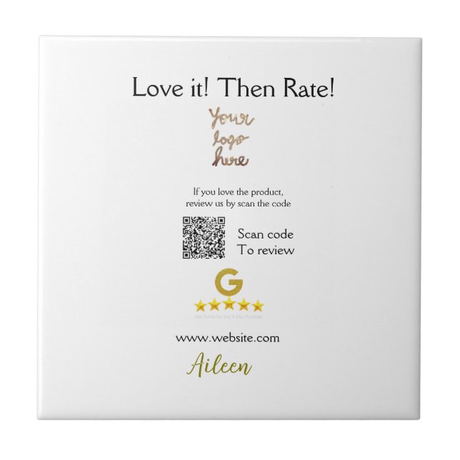 Google rate us review order purchase business QR Tile (Front)