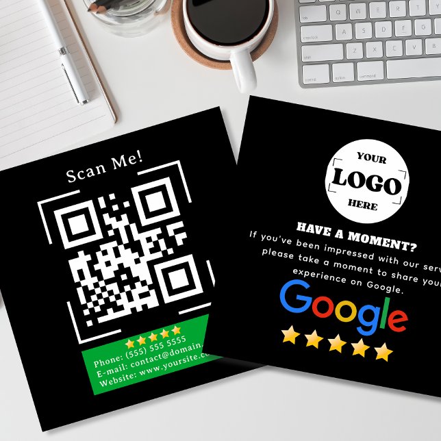 Google Review Black Square Business Card (Creator Uploaded)