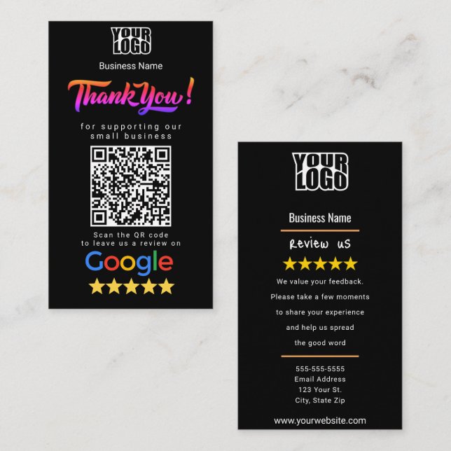 Google Review Business Card Template (Front/Back)
