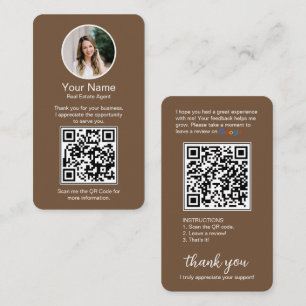 Google Review Business Card with Photo and QR Code