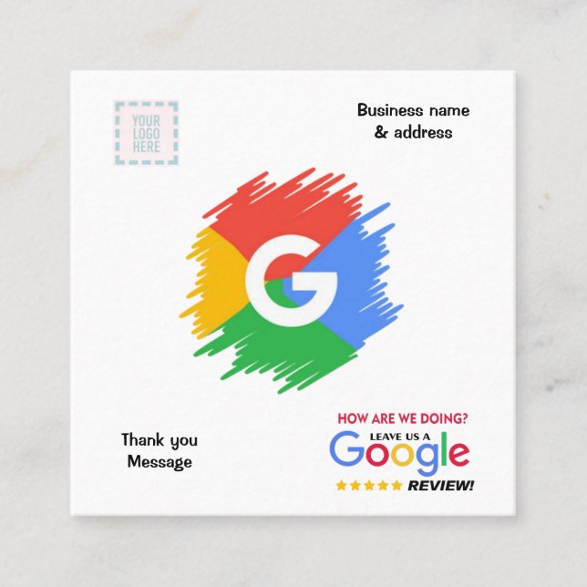Google Review & Business Card with QR Code Linked (Front)