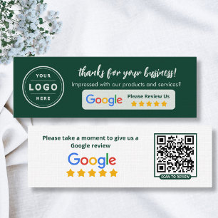 Google Review Business Cards Emerald Green