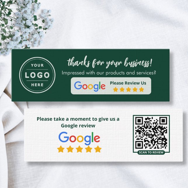 Google Review Business Cards Emerald Green (Business feedback review business cards)