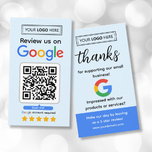 Google Review Business Cards with Logo and QR Code