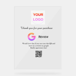 Google review business logo Scan QR review Acrylic Sign