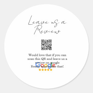 Google review business logo Scan QR review Classic Round Sticker