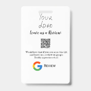 Google review business logo Scan QR review ID Badge