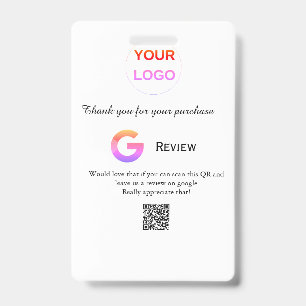 Google review business logo Scan QR review ID Badge