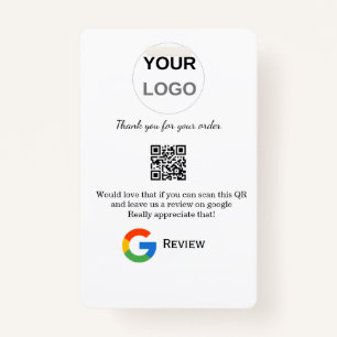 Google review business logo Scan QR review ID Badge