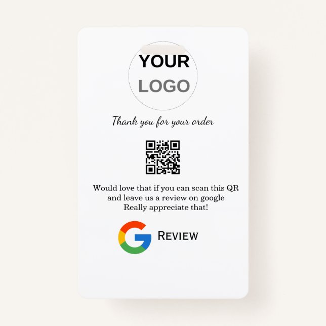 Google review business logo Scan QR review ID Badge (Front)