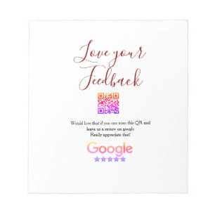 Google review business logo Scan QR review Notepad