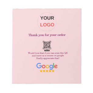 Google review business logo Scan QR review Notepad
