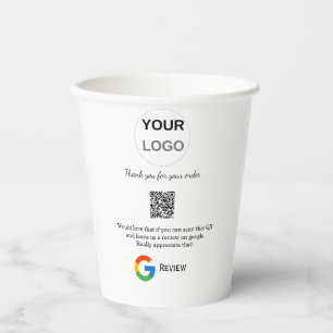 Google review business logo Scan QR review Paper Cups