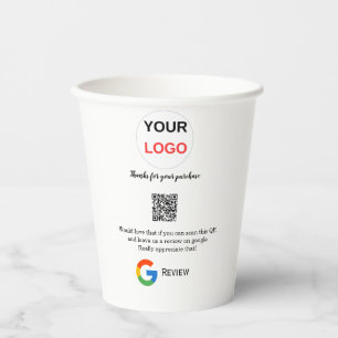 Google review business logo Scan QR review Paper Cups