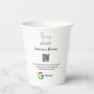 Google review business logo Scan QR review Paper Cups