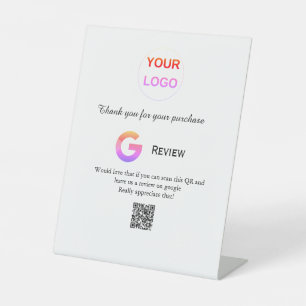 Google review business logo Scan QR review Pedestal Sign