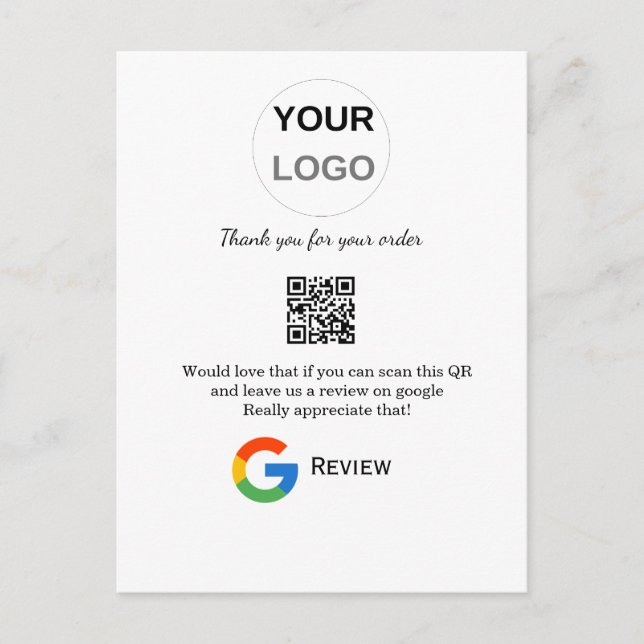 Google review business logo Scan QR review Postcard (Front)
