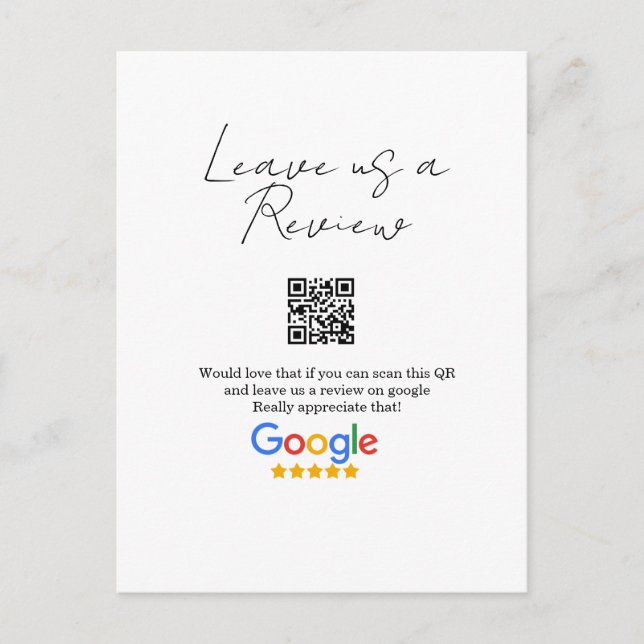 Google review business logo Scan QR review Postcard (Front)