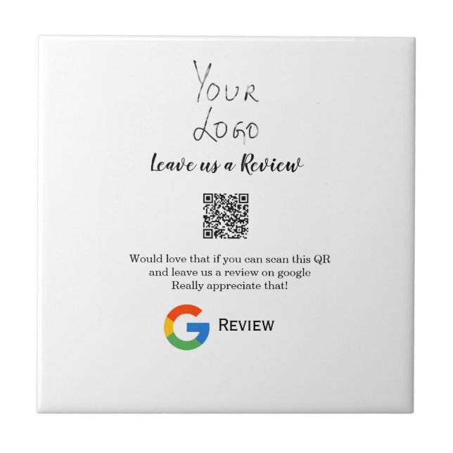 Google review business logo Scan QR review Tile (Front)