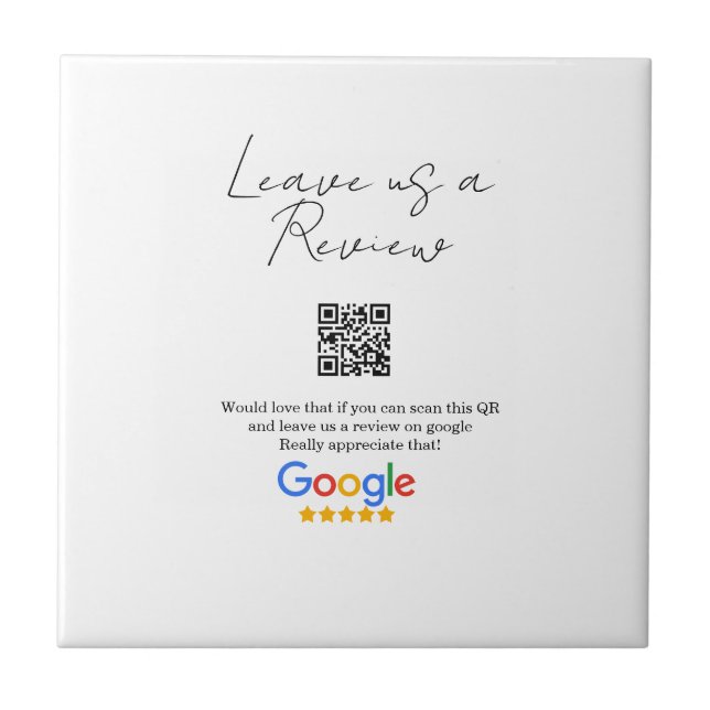 Google review business logo Scan QR review Tile (Front)