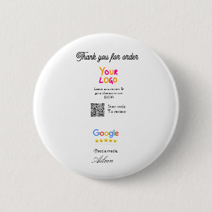 Google review business logo website scan QR code 6 Cm Round Badge