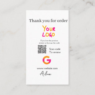Google review business logo website scan QR code Card