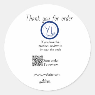 Google review business logo website scan QR code Classic Round Sticker