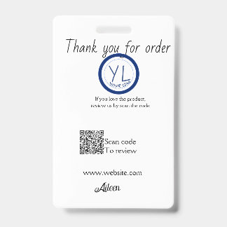 Google review business logo website scan QR code ID Badge