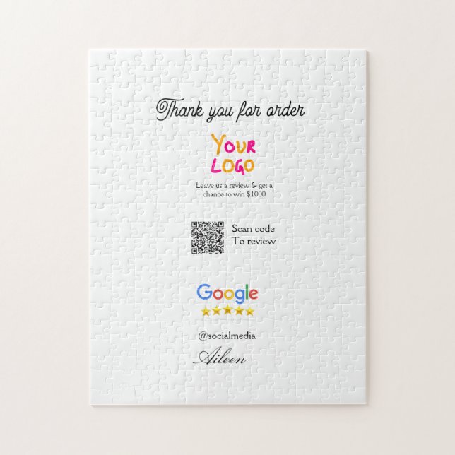 Google review business logo website scan QR code Jigsaw Puzzle (Vertical)