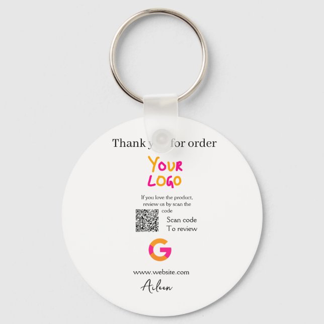 Google review business logo website scan QR code Key Ring (Front)