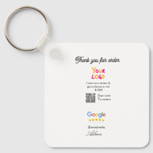 Google review business logo website scan QR code Key Ring