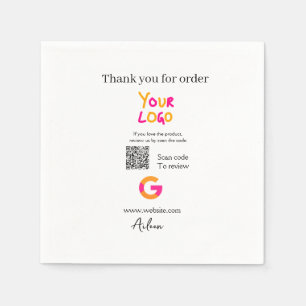Google review business logo website scan QR code Napkin