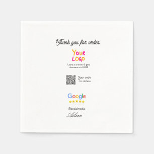 Google review business logo website scan QR code Napkin